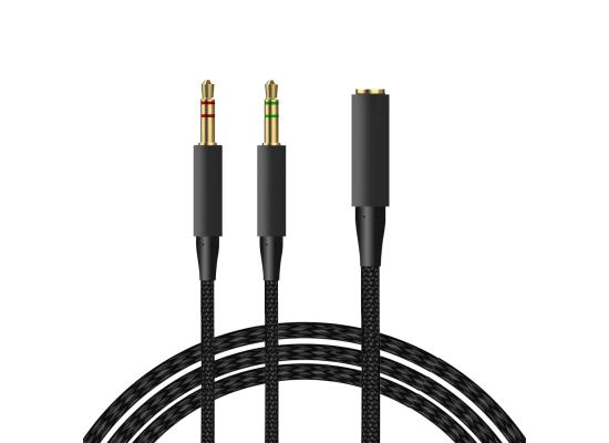 HyperX Headphone Splitter 2 in 1 Y Splitter Replacement Audio Extension Cable 2M Compatible With Stereo Headset using 3.5mm Plug