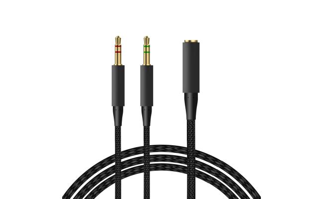 HyperX Headphone Splitter 2 in 1 Y Splitter Replacement Audio Extension Cable 2M Compatible With Stereo Headset using 3.5mm Plug