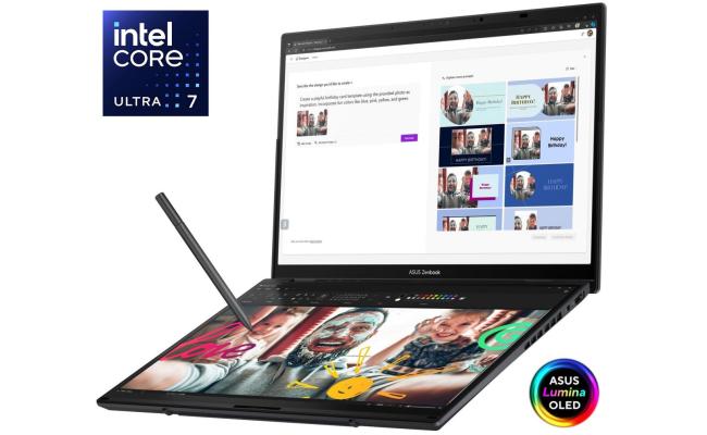 ASUS Zenbook Duo (2024) UX8406 Intel Core Ultra 7 155H 16-Cores w/ Dual 3K OLED 120Hz Touch Screens & BIG Battery - Inkwell Gray