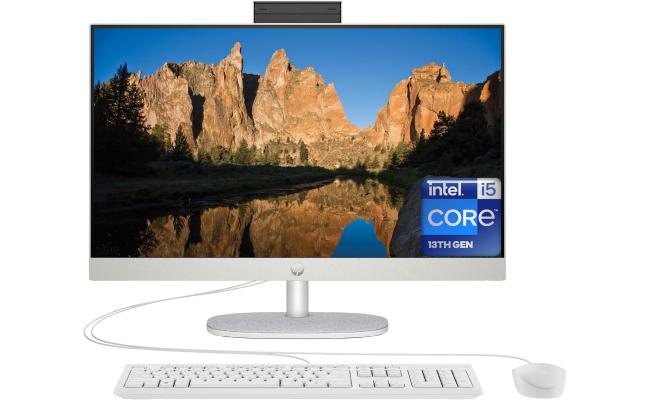 HP All-in-One 24-cr0058ne PC (2023) NEW 13Gen Intel Core i5 10-Cores w/ 24" IPS Full HD 99% sRGB Display (Customized)- White