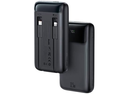 MCDODO MC-0241 Power Bank 10000mAh 22.5W Super Fast Charging With Build in Type-C & Lightning Cable Smart LCD Digital Display - Black