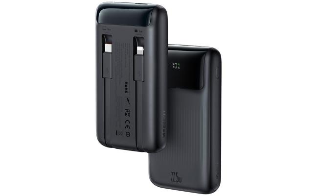 MCDODO MC-0241 Power Bank 10000mAh 22.5W Super Fast Charging With Build in Type-C & Lightning Cable Smart LCD Digital Display - Black MCDODO MC-0241 Power Bank 10000mAh 22.5W Super Fast Charging With Build in Type-C & Lightning Cable Smart LCD Digital Display - Black