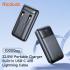 MCDODO MC-0231 Power Bank 10000mAh 33W Super Fast Charging With Build in Type-C & Lightning Cable Smart LCD Digital Display - Black