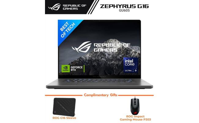 ASUS ROG Zephyrus G16 (2024) GU605MV Intel Core Ultra 9 AI Boost NPU 16-Core w/ Nvidia RTX 4060 8GB & 2.5K OLED 240Hz Display - Eclipse Gray ASUS ROG Zephyrus G16 (2024) GU605MV Intel Core Ultra 9 AI Boost NPU 16-Core w/ Nvidia RTX 4060 8GB & 2.5K OLED 240Hz Display - Eclipse Gray