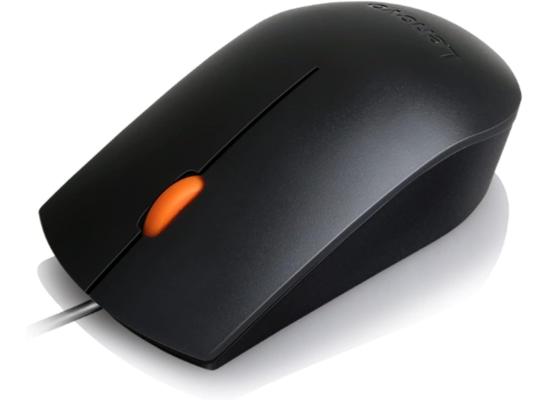 Lenovo 300 Wires Mouse Right And Left Handed USB up to 20 million clicks - black