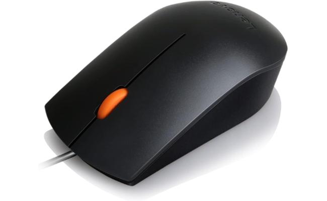 Lenovo 300 Wires Mouse Right And Left Handed USB up to 20 million clicks - black
