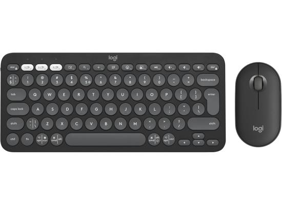 Logitech Pebble 2 MK380S Combo Wireless & Bluetooth Keyboard & Mouse Quiet and Portable Customizable Logi Bolt For Windows, macOS, iPadOS, Chrome - Black