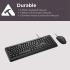 Lenovo 160 Wired Combo Keyboard & Mouse Waterproof Exoskeleton Splash Proof Keys 1600 DPI Full Size Mouse Non-Slip Scroll Wheel - Black