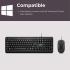 Lenovo 160 Wired Combo Keyboard & Mouse Waterproof Exoskeleton Splash Proof Keys 1600 DPI Full Size Mouse Non-Slip Scroll Wheel - Black
