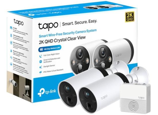 TP-Link Tapo C420S2 2K QHD Outdoor Wireless Security Camera System Up to 180 Day Battery Color Night Vision w/Starlight Sensor works w/Alexa & Google Home