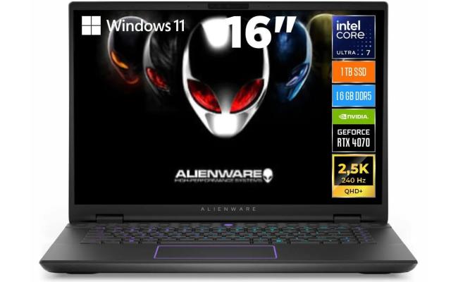 Dell Alienware m16 R2 (2024) NEW Intel Core Ultra 7 AI Boost NPU 16-Core Alienware Cryo-tech™ Thermal Technology w/ Nvidia RTX 4070 8GB & 2.5K IPS 240Hz Display