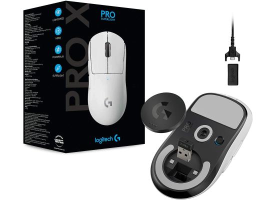 Logitech G PRO X SUPERLIGHT Wireless Ultra-Lightweight 63 Grams HERO 25K Sensor 25,600 DPI 5 Button - White