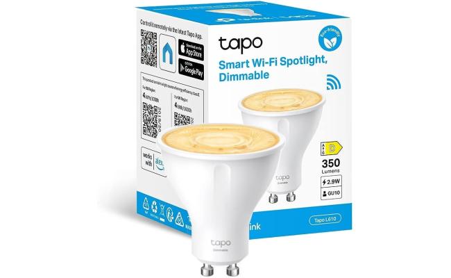 TP-Link Tapo L610 Smart Led Bulbs Dimmable LED Spotlight Bulbs 2700K Warm Light GU10 Lamp Base Remote Control Works with Alexa & Google Home No hub required