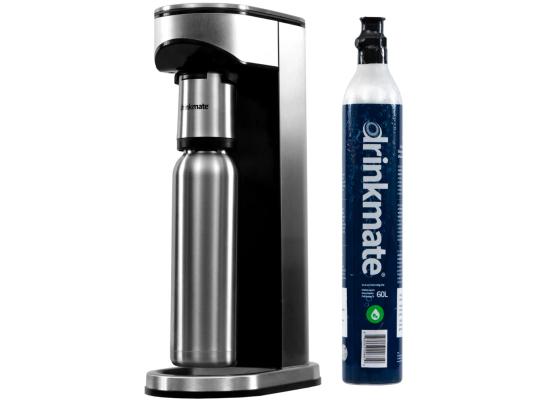 DrinkMate LUX Stainless Steel (Premium Kit) Water & Soda Machine Carbonates Any Drink , Cylinder Included - Silver
