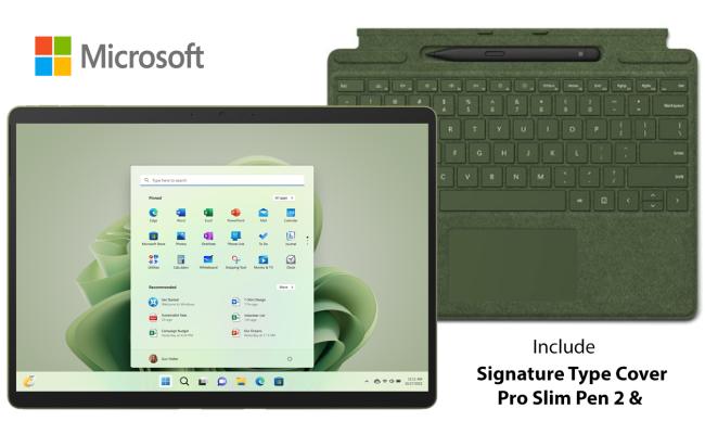 Microsoft Surface Pro 9 BUNDLE 12Gen Intel Core i7 10-Cores 2-in-1 Touch w/ 2.8K 120Hz Display & 256GB Storage w/ Signature Type Cover & Pro Slim Pen 2 - Forest
