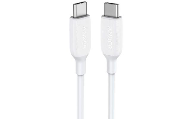 Anker 322 USB-C to USB-C Cable Fast Charging & Data Transfer MFi Certified Durable Design - White Anker 322 USB-C to USB-C Cable Fast Charging & Data Transfer MFi Certified Durable Design - White