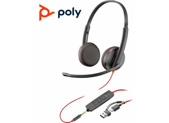 Poly Blackwire 3325 Wired Dual-Ear Boom Mic USB C & USB-A & 3.5mm Noise-Canceling Mic For PC & Mac & Mobile Works with Teams (Certified)