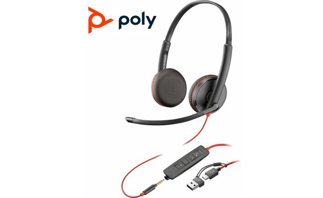 Poly Blackwire 3325 Wired Dual-Ear Boom Mic USB C & USB-A & 3.5mm Noise-Canceling Mic For PC & Mac & Mobile Works with Teams (Certified) Poly Blackwire 3325 Wired Dual-Ear Boom Mic USB C & USB-A & 3.5mm Noise-Canceling Mic For PC & Mac & Mobile Works with Teams (Certified)