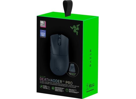 Razer DeathAdder V3 Pro Wireless Mouse + Hyperpolling Wireless Dongle 63g Ultra Lightweight Focus Pro 30K Optical Sensor Gen-3 5 Programmable Buttons - Black