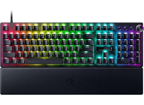 Razer Huntsman V3 Pro Esports Analog Optical Switches Razer Snap Tap Rapid Trigger Adjustable Actuation Media Keys & Dial Doubleshot PBT Keycaps Wrist Rest - Black