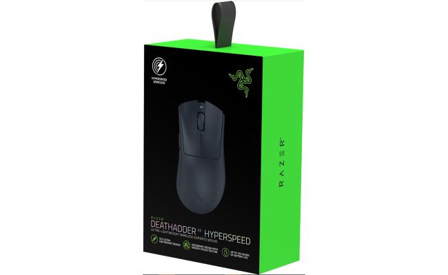 Razer DeathAdder V3 HyperSpeed Wireless 55g Lightweight Advanced 26K Optical Sensor Gen-3 Optical Switches USB C Charging  Up to 100 Hr Battery - Black