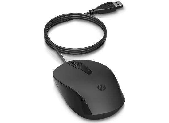 HP 150 Wired Mouse- Elegant Ergonomic Design 1600 DPI Optical Tracking USB Plug & Play - Black