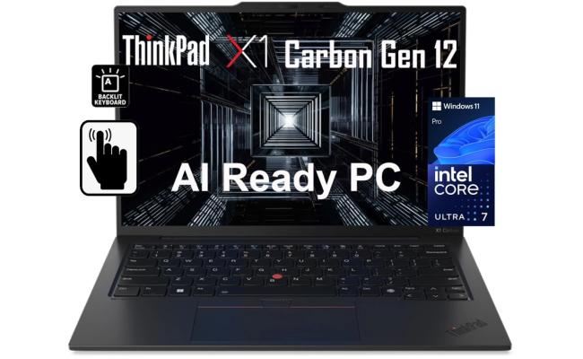 Lenovo ThinkPad X1 Carbon Gen 12 (2024) Intel Core Ultra 7 165U vPro 12-Cores w/ Intel® AI Boost NPU & Carbon Fiber Magnesium Chassis & Touch Screen - Black