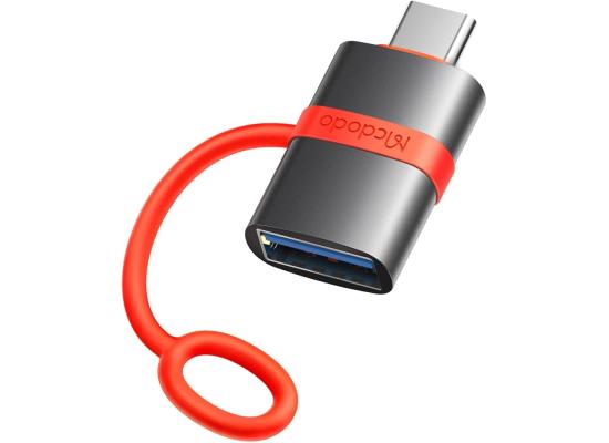 Mcdodo OT-3810 USB to A 3.0 to USB-C Adapter 5Gbps High Speed Data Transfer OTG Compatible Aluminum Alloy Exterior Silicone Band Design
