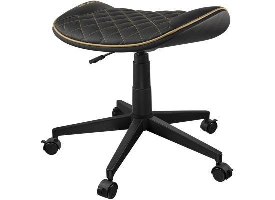 Cougar CROSSER Multi-Use Gaming Stool Scalloped Seat PVC Synthetic Leather Upholstery Adjustable Height Base with 5 Wheels Up to 120 kg Weight Support, Balck-Gold