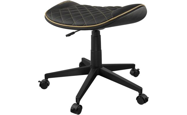 Cougar CROSSER Multi-Use Gaming Stool Scalloped Seat PVC Synthetic Leather Upholstery Adjustable Height Base with 5 Wheels Up to 120 kg Weight Support, Balck-Gold