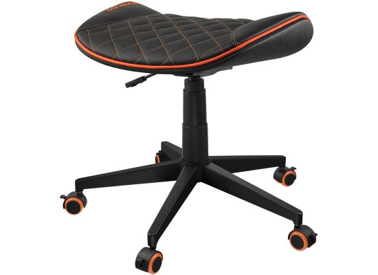 Cougar CROSSER Multi-Use Gaming Stool Scalloped Seat PVC Synthetic Leather Upholstery Adjustable Height Base with 5 Wheels Up to 120 kg Weight Support, Balck-Orange