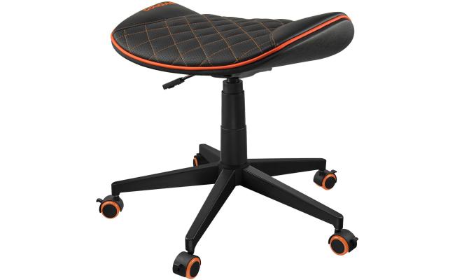 Cougar CROSSER Multi-Use Gaming Stool Scalloped Seat PVC Synthetic Leather Upholstery Adjustable Height Base with 5 Wheels Up to 120 kg Weight Support, Balck-Orange