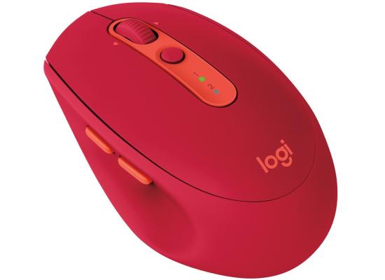 Logitech M585 Multi-Device Wireless & Bluetooth 2 Thumb Buttons Logitech FLOW Ultra-Precise Scrolling Curved Design Windows & Apple Mac - Red
