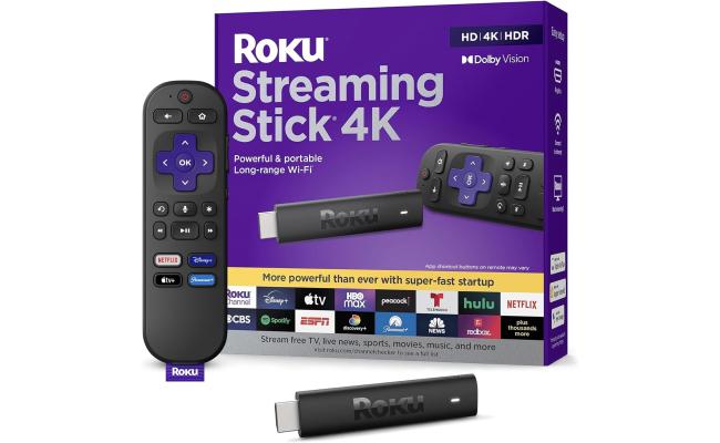 Roku Streaming Stick 4K Portable Roku Streaming Device 4K HDR Dolby Vision w/ Roku Voice Remote Free & Live TV - Black Roku Streaming Stick 4K Portable Roku Streaming Device 4K HDR Dolby Vision w/ Roku Voice Remote Free & Live TV - Black