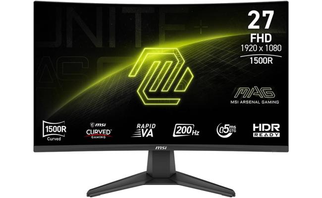 MSI MAG 276CF E20 27" Curved 1500R Full HD 200Hz 0.5ms HDR Ready AMD FreeSync™ Premium w/ 2x HDMI & DisplayPort Interface - Black MSI MAG 276CF E20 27" Curved 1500R Full HD 200Hz 0.5ms HDR Ready AMD FreeSync™ Premium w/ 2x HDMI & DisplayPort Interface - Black