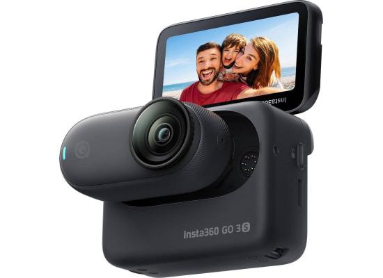 Insta360 GO 3s Camera, Up to 4K Video Resolution, 120Mbps Max Video Bitrate, 128GB Storage, Action Pod, Auto Stabilization, with Apple FindMy, Magnet Pendant, Clip, Midnight , Black