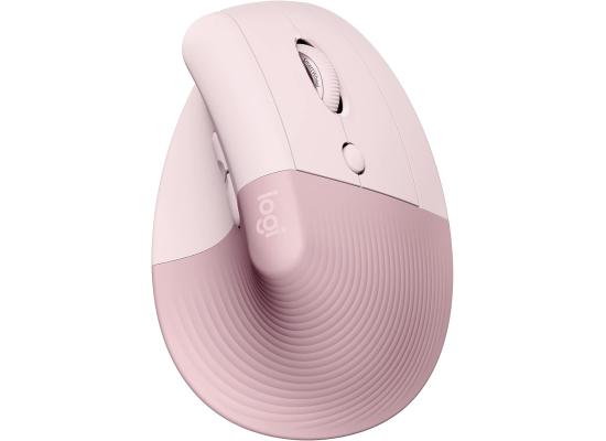 Logitech NEW Lift Vertical Ergonomic Mouse Wireless, Bluetooth Quiet clicks 4 buttons For Windows/macOS/iPadOS, Laptop, PC , Rose