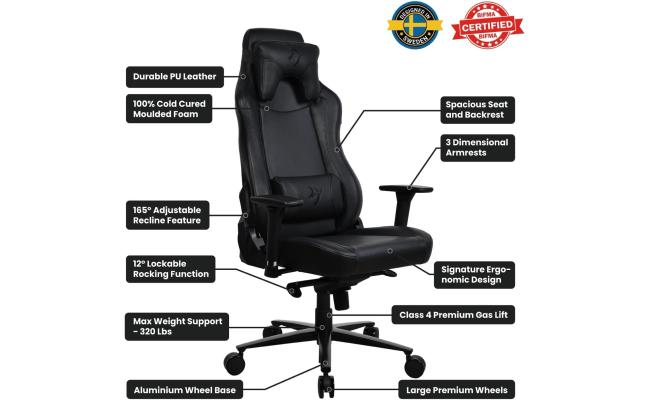 Arozzi Vernazza Soft PU Leather Ergonomic Office and Gaming Chair with High Backrest Recliner Swivel Tilt Rocker Adjustable Height and Adjustable Lumbar and Neck Support - Pure Black Arozzi Vernazza Soft PU Leather Ergonomic Office and Gaming Chair with High Backrest Recliner Swivel Tilt Rocker Adjustable Height and Adjustable Lumbar and Neck Support - Pure Black