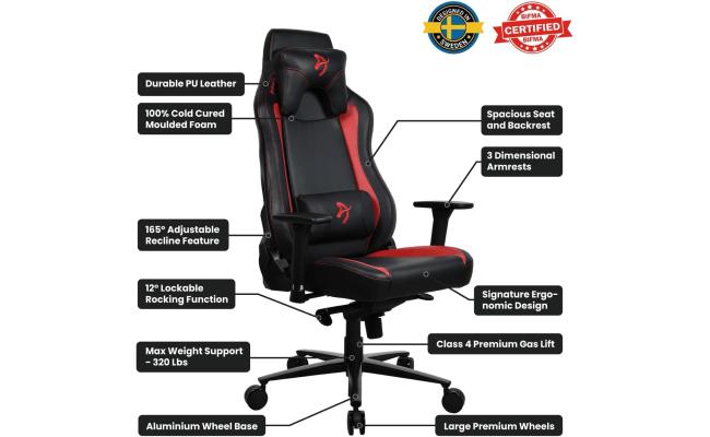 Arozzi Vernazza Soft PU Leather Ergonomic Office and Gaming Chair with High Backrest Recliner Swivel Tilt Rocker Adjustable Height and Adjustable Lumbar and Neck Support - Red Arozzi Vernazza Soft PU Leather Ergonomic Office and Gaming Chair with High Backrest Recliner Swivel Tilt Rocker Adjustable Height and Adjustable Lumbar and Neck Support - Red