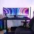 Arozzi Arena Small Curved Gaming and Office Desk with Full Surface Water Resistant and Washable Mouse Pad, 2 Monitor Mount Cut-Outs, and Built-In Cable Management , Pure Black Arozzi Arena Small Curved Gaming and Office Desk with Full Surface Water Resistant and Washable Mouse Pad, 2 Monitor Mount Cut-Outs, and Built-In Cable Management , Pure Black