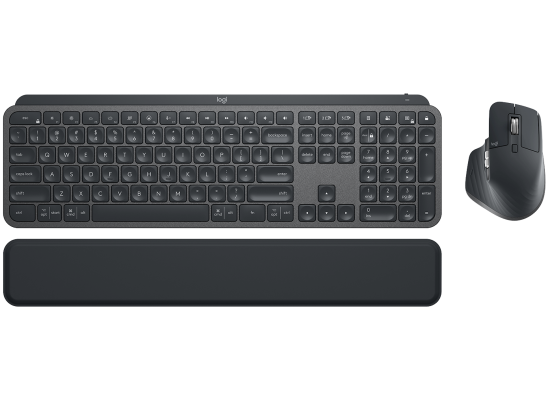 Logitech MX Master 3S Keys S Combo Performance Wireless Keyboard & Mouse with Palm Rest Customizable Illumination Fast Scrolling, Bluetooth, USB C, for Windows, Linux, Chrome, Mac Arabic & English Layout , Graphite