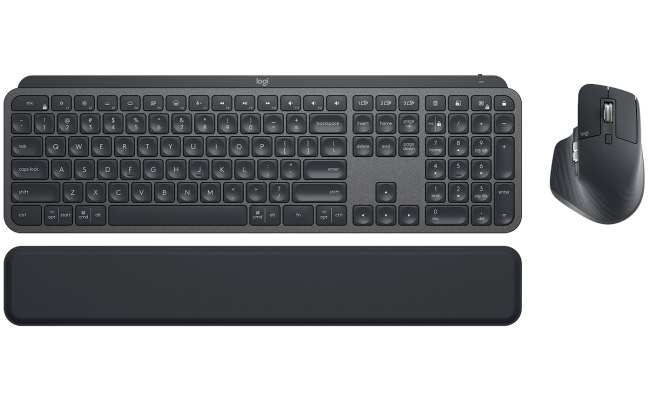 Logitech MX Master 3S Keys S Combo Performance Wireless Keyboard & Mouse with Palm Rest Customizable Illumination Fast Scrolling, Bluetooth, USB C, for Windows, Linux, Chrome, Mac Arabic & English Layout , Graphite