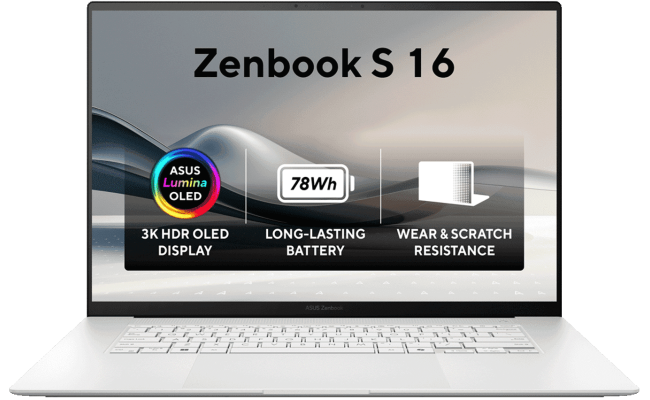 ASUS Zenbook S16 (2025) UM5606 Copilot+ PC AMD Ryzen AI 9 HX 370 12-Cores Superior AI New Ceraluminum Material w/ AMD Radeon 890 Graphic & 3K OLED 120Hz Touch Display , Scandinavian White ASUS Zenbook S16 (2025) UM5606 Copilot+ PC AMD Ryzen AI 9 HX 370 12-Cores Superior AI New Ceraluminum Material w/ AMD Radeon 890 Graphic & 3K OLED 120Hz Touch Display , Scandinavian White