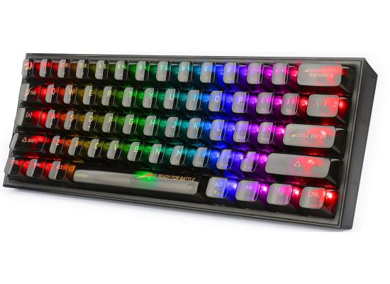 Redragon K617CTB-RGB 60% Wired RGB Gaming Keyboard, 61 Keys Compact Full-Transparent Mechanical Keyboard - Black