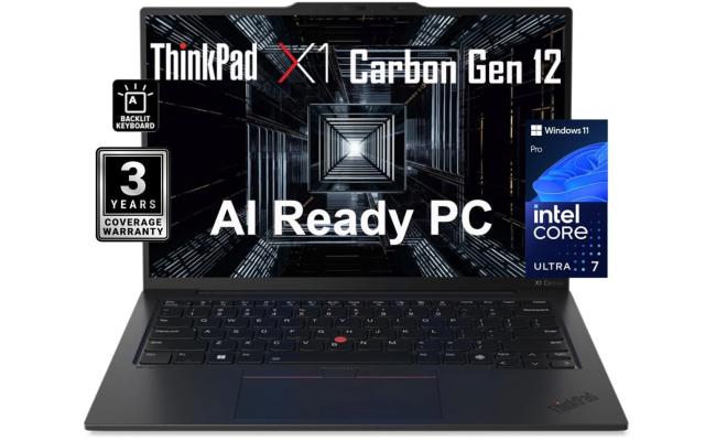 Lenovo NEW ThinkPad X1 Carbon Gen 12 (2024) Intel Core Ultra 7 12-Cores w/ Intel® AI Boost NPU & Carbon Fiber Magnesium Chassis - Black