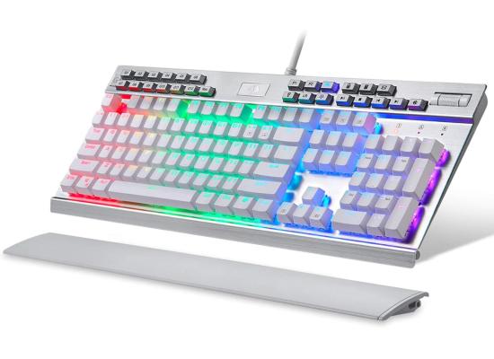 Redragon YAMA K550 Mechanical Gaming Keyboard, RGB LED Backlit with Purple Switches, Macro Recording, Wrist Rest, Volume Control, Full Size, Yama, USB Passthrough for Windows PC Gamer (White)