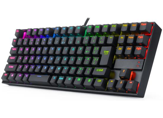 Redragon K552 KUMARA 87 Keys Mechanical Gaming Keyboard RGB LED Backlit Wired Anti-Dust Proof Red Switches - Black
