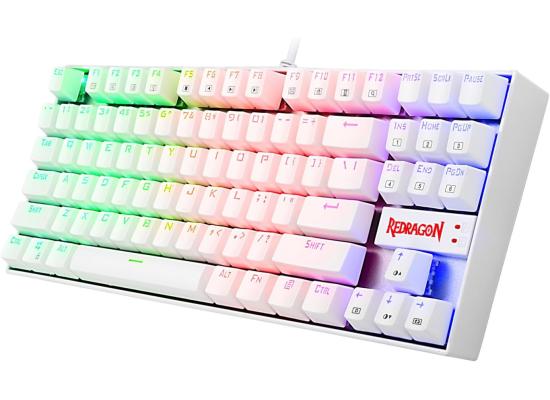 Redragon K552W KUMARA 87 Keys Mechanical Gaming Keyboard RGB LED Backlit Wired Anti-Dust Proof Red Switches - White