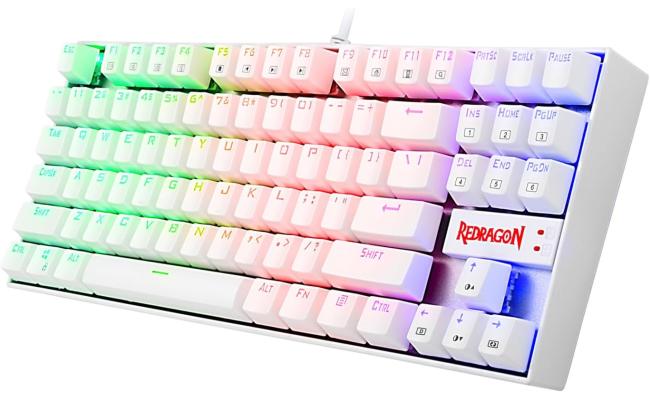 Redragon K552W KUMARA 87 Keys Mechanical Gaming Keyboard RGB LED Backlit Wired Anti-Dust Proof Red Switches - White