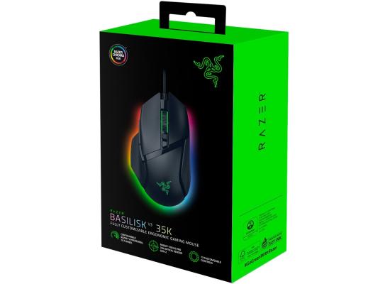 Razer Basilisk V3 35K Wired Gaming Mouse, Right-Handed, Focus Pro 35K Optical Sensor Gen-2, 35000 Max DPI, Optical Mouse Switches Gen-3, 4-Way Razer HyperScroll Tilt Wheel, Black